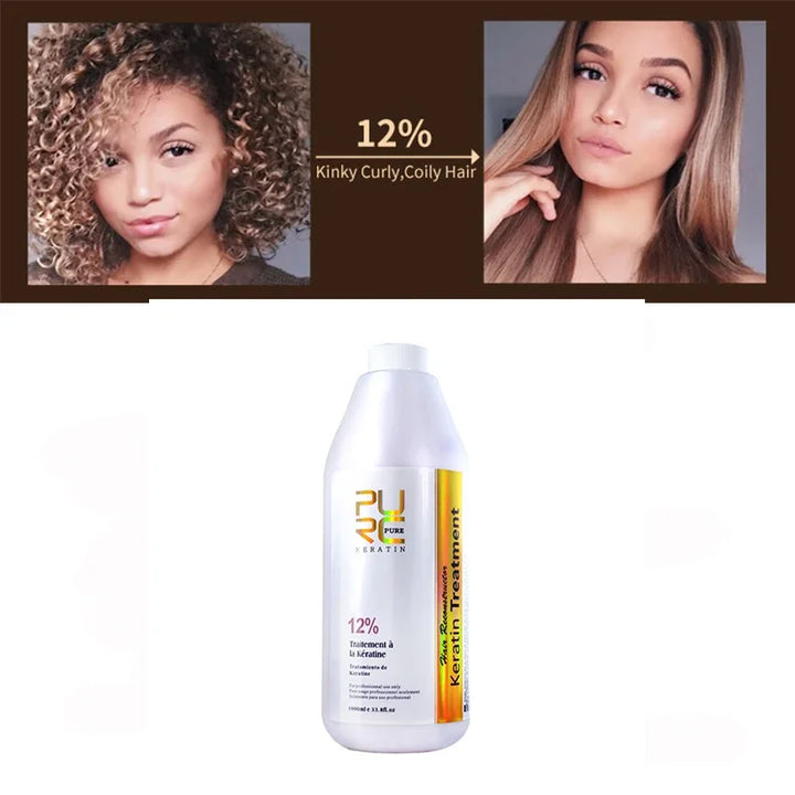 PURC Brazilian Keratin Hair Treatment Straightening Smoothing For Deep Curly Hair Treatment Professional Hair Care Products PURE