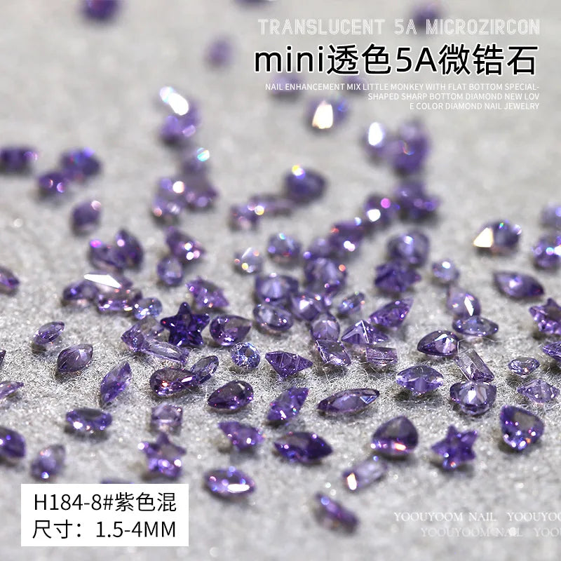 50PCS Sparkle Mini 5A Zircon Translucent Glitter Sharp Diamonds Crystal Nail Art Rhinestones Jewel Decorations Manicure Charms