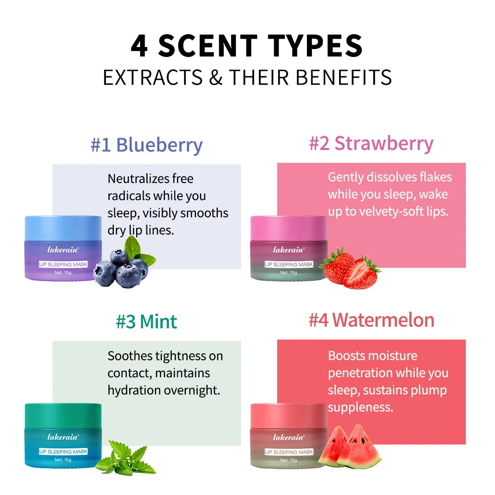 Lakerain Lip Sleeping Mask Smooth Creamy Texture Dual-Color Formula Overnight Hydration Non-Sticky Natural Protection Lip Mask