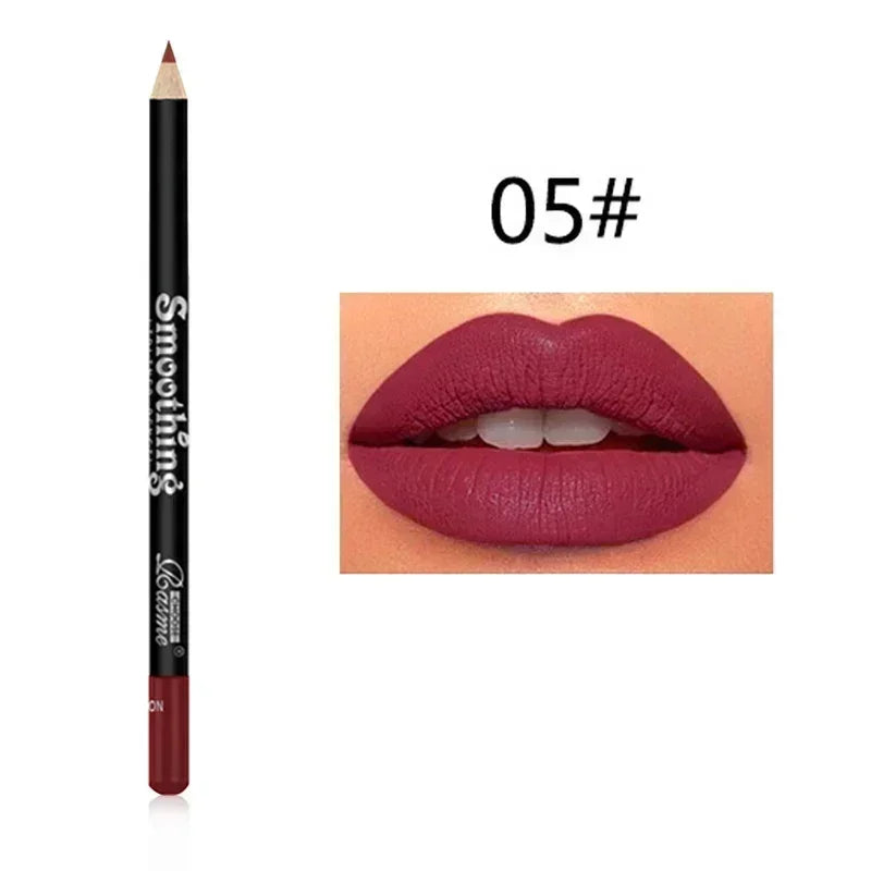 12 Color Matte Lipliner Pencil Long-Lasting Waterproof Plumping Stain Lipstick Natural Brown Lip Liner Professional Makeup
