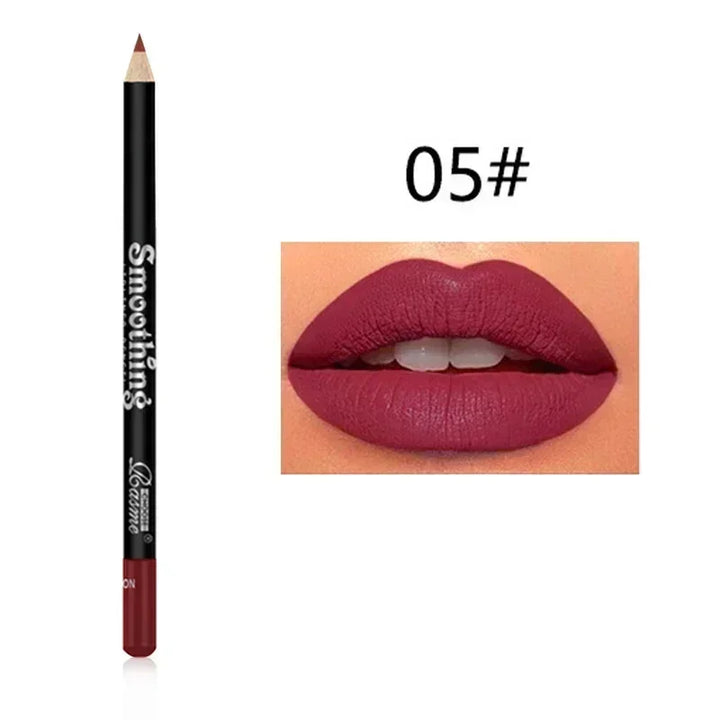 12 Color Matte Lipliner Pencil Long-Lasting Waterproof Plumping Stain Lipstick Natural Brown Lip Liner Professional Makeup