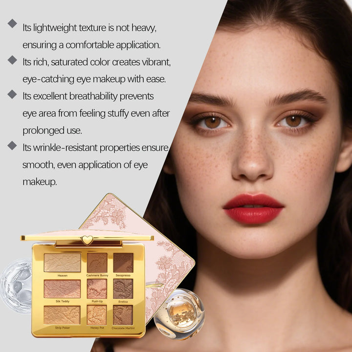 Shimmer Eyeshadow Palettes Professional Highlighter Waterproof Smudge-Proof Glitter Eye Shadow 9 Colors Makeup Eyeshadow Palette