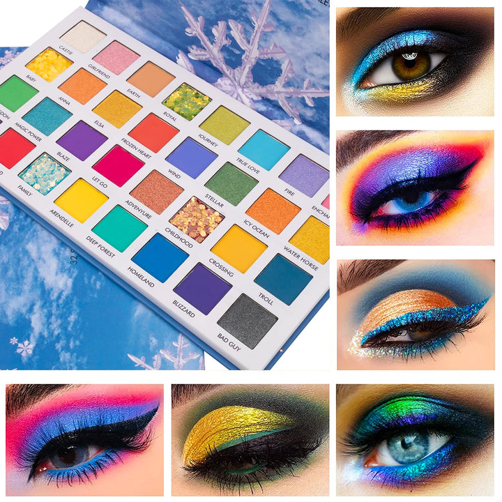 32-Color Eyeshadow Palette – Snowflake ,Matte & Shimmer, Smooth Blend, One Palette for Every Mood
