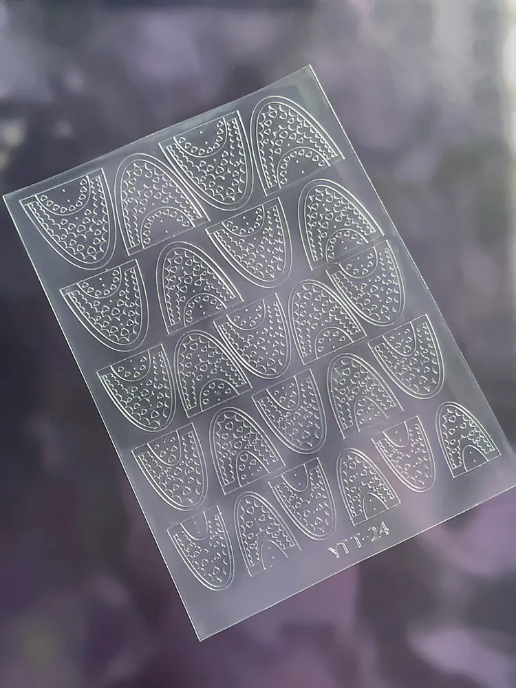 3D Checkered Transparent Spray-painted Nail Art Accessories Sticker French Line Heart-shaped Butterfly Nail Decorations Stickers
