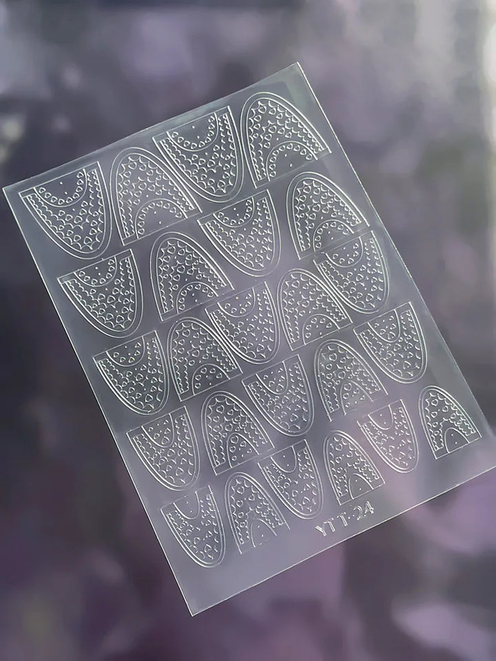3D Checkered Transparent Spray-painted Nail Art Accessories Sticker French Line Heart-shaped Butterfly Nail Decorations Stickers