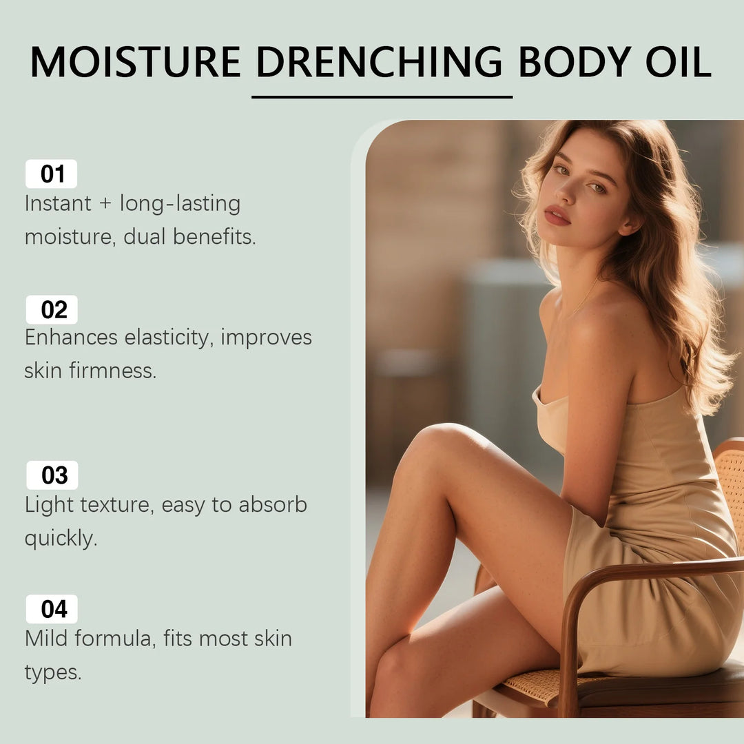 Vanilla Hydrating Body Oil Nourishing Soothing Brightening Silky Smoothing Stress Relief Glowing Soft Relaxing Body Essence Oil
