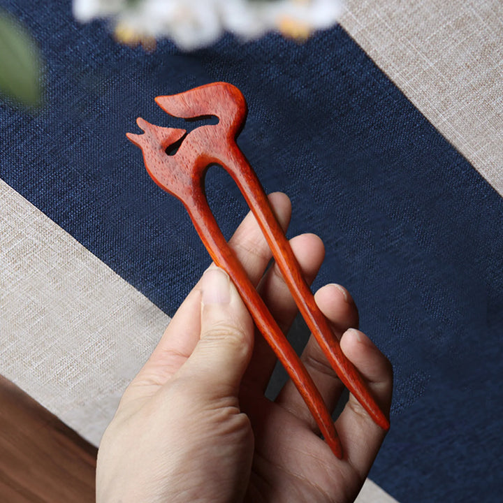 Handmade Wooden Hair Sticks Black Sandalwood U Shaped Hair Clips Simple Solid Color Hair Bun Maker Ponytail Holder for Women