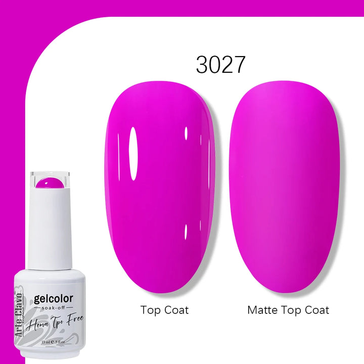Arte Clavo Solid Color Gel Nail Polish 15ml Soak Off UV LED Gel Semi-Permanent Glitter Polish For Manicure Nail Art Salon Gel