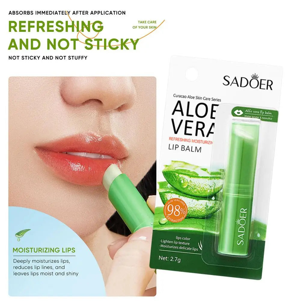 Refreshing hydrating repair lipstick Aloe Vera Vitamin essence Double Protection Moisturizing Water Lip Balm beauty skincare