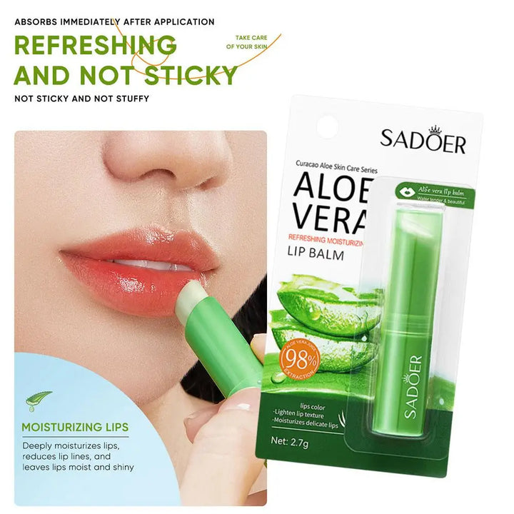 Refreshing hydrating repair lipstick Aloe Vera Vitamin essence Double Protection Moisturizing Water Lip Balm beauty skincare