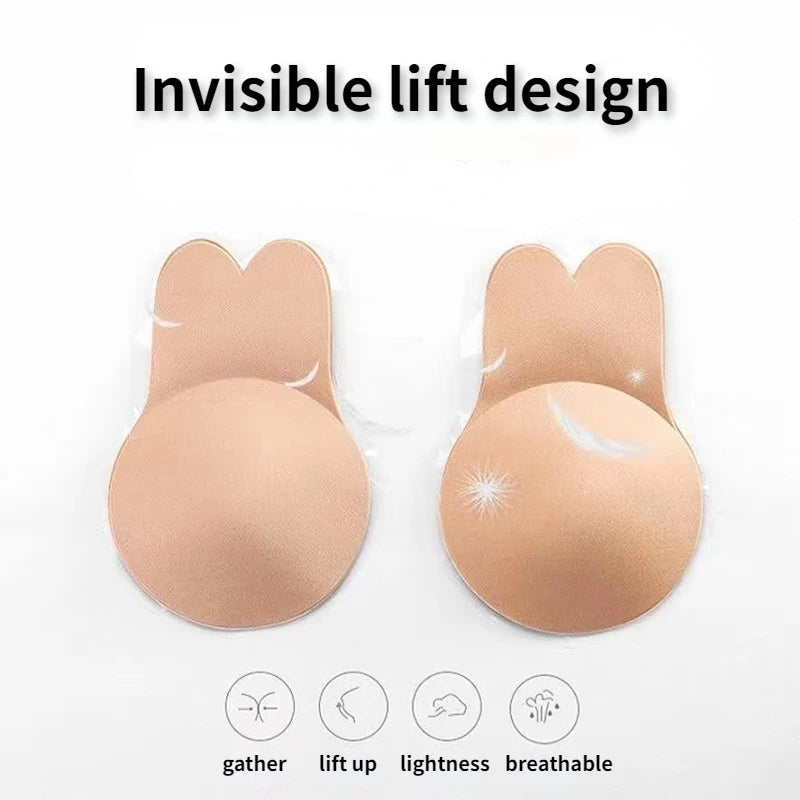 Women Breast Lifting Stickers Push Up Bras Silicone Invisible Chest Strapless Breast Rabbit Lift Up Tape Nipple Cover Bra Pads