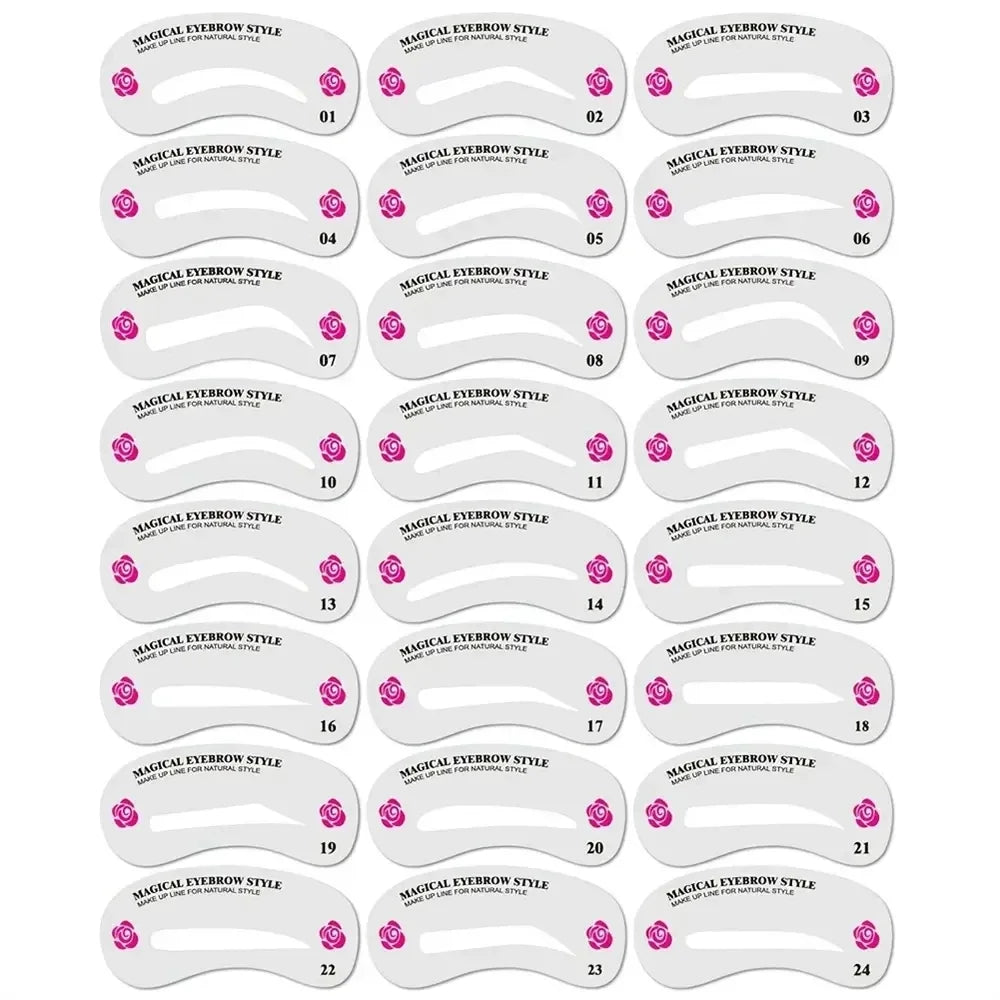 24 Styles Eyebrow Templates Eyebrow Shaping Mold Beauty Set Makeup Styler Set Template Tools Female Beauty Model
