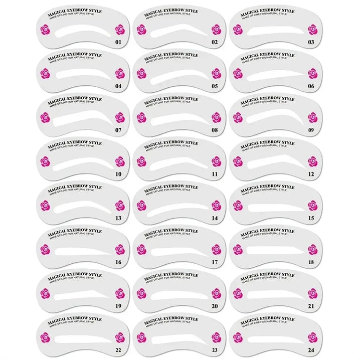 24 Styles Eyebrow Templates Eyebrow Shaping Mold Beauty Set Makeup Styler Set Template Tools Female Beauty Model