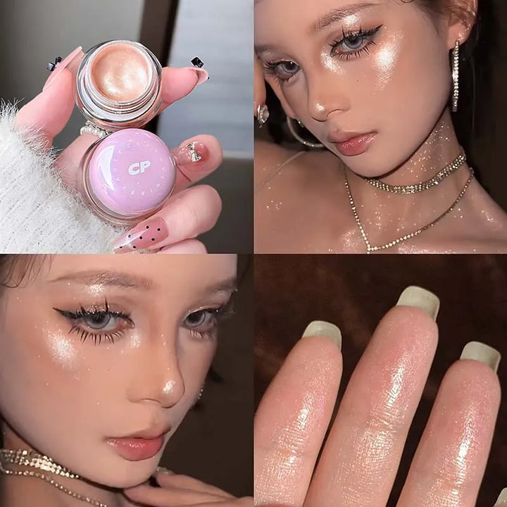 Cappuvini Radiant Highlighter Cream Gel with Fine Shimmer Pearlescent Finish High Gloss Paste for Brightening Face Makeup