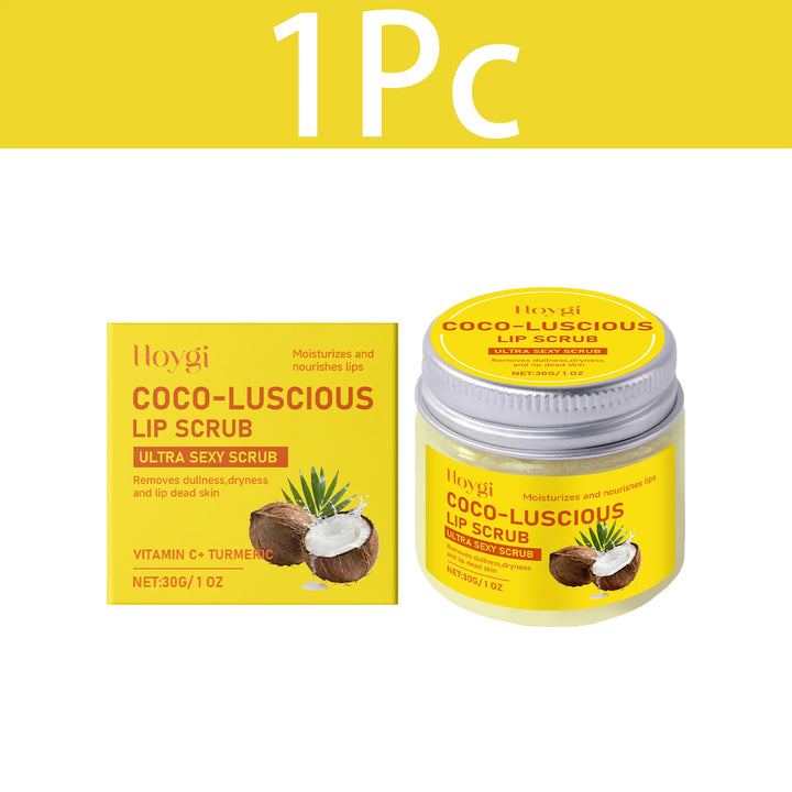 HOYGI Turmeric Lip Scrub Exfoliator Moisturizing Repair Lips Mask Softening Remove Dead Skin Coconut Oil Dry Lip Care Scrub Balm