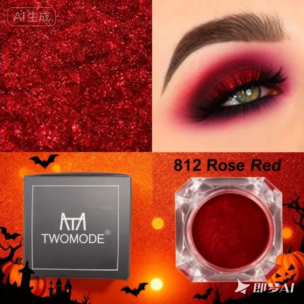 3g TWOMODE Single Color Red Eyeshadow Powder - High Pigmentation SmudgeProof Easy Blend Essential Eye Makeup for Halloween Party