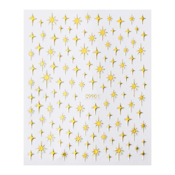 Metal Laser Holographic Star Nail Stickers, Disposable Self-Adhesive Resin Nail Decals for Women, Art Decor Accessories