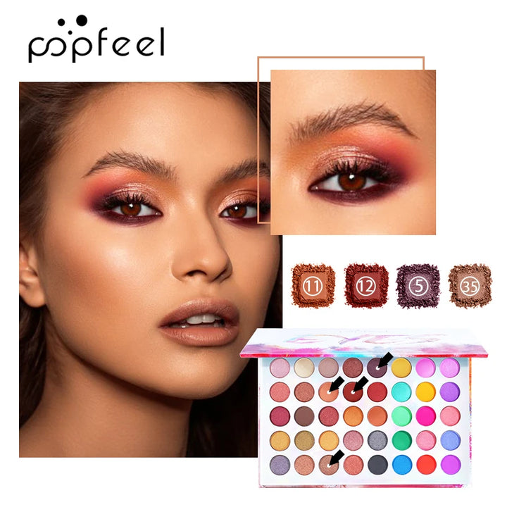 POPFEEL Color Studio Eyeshadow Palette, Highly Pigmented 40 Shades Matte and Shimmers Makeup Palette, Waterproof Blendable