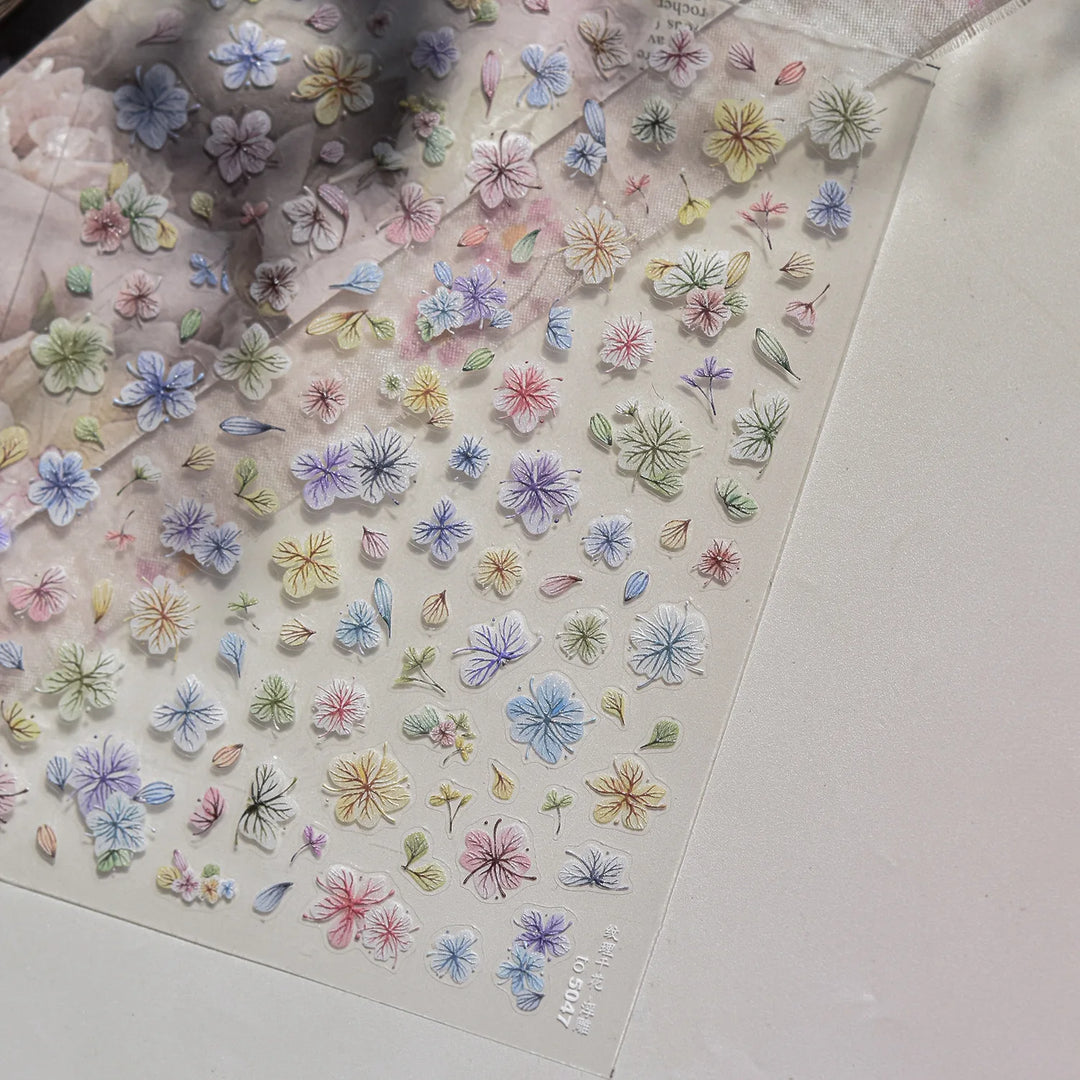 Lace Garden Bowknot Bow Tie Rose Flower Petal Pearl Irregular Border Self Adhesive 5D Nail Art Decoration Sticker Manicure Decal