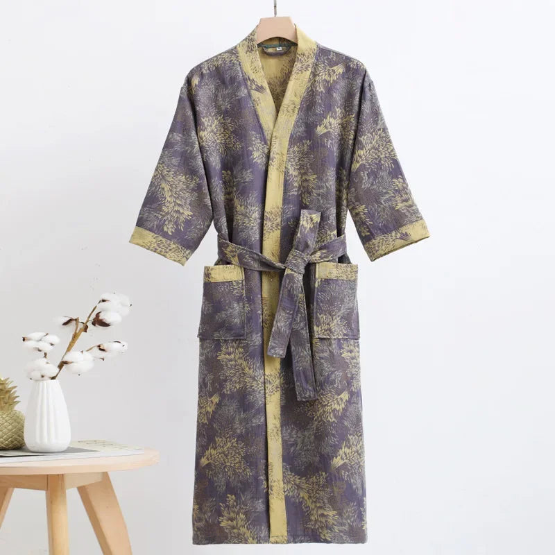Cotton Printed Women's Bathrobe for Spring and Autumn Pajamas Home Clothing Multi Colors Quick Drying Bathrobes Female