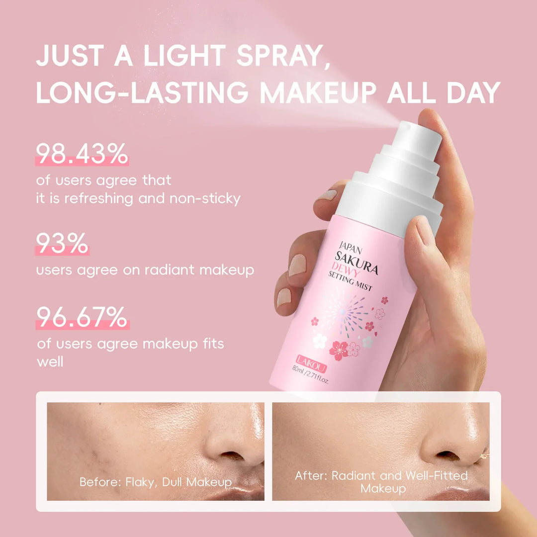 Sakura Makeup Setting Spray Moisturizing Waterproof Oil Control Long Lasting Non Sticky Dewy Quick Fixer Face Mist