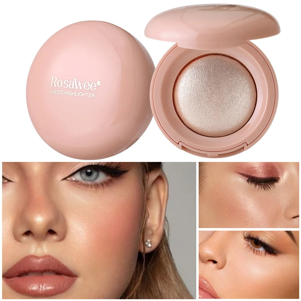 Long-lasting waterproof fine shimmer highlighter, natural glossy effect, brighten the contour and modify the face