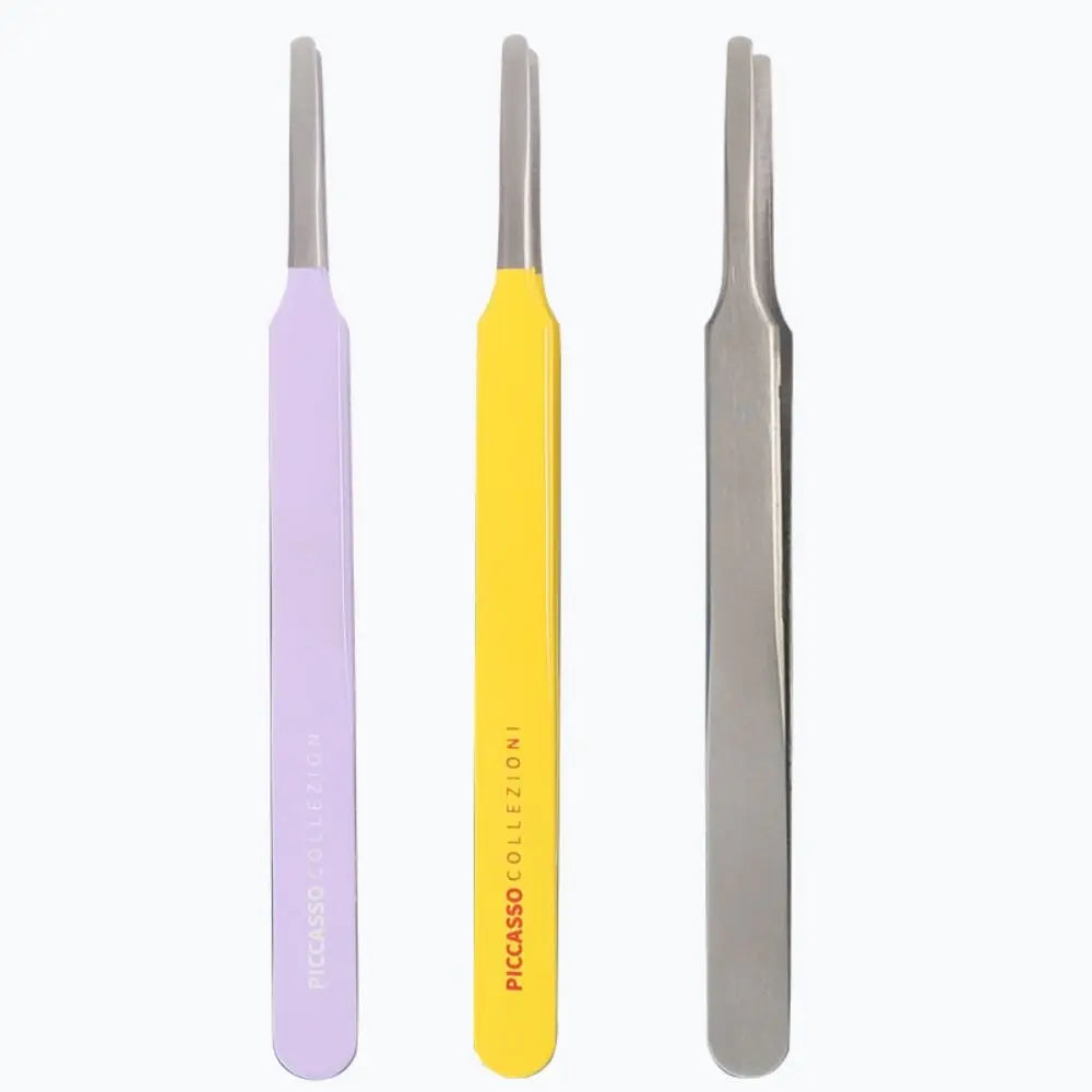 Multifunctional Round Tip Eyebrow Tweezers Stainless Steel Straight False Eyelashes Applicator Eyelash Extension Aids