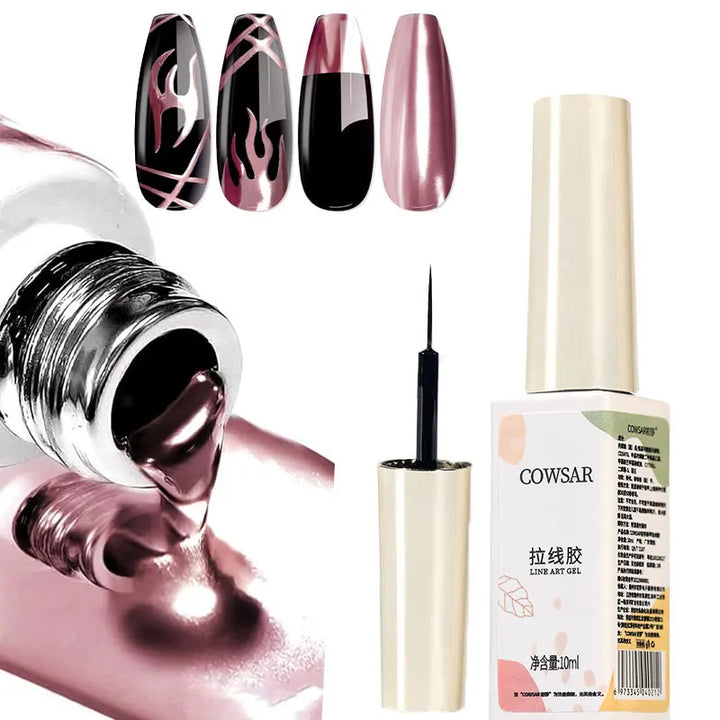 5/7/8ml Super-Bright Metallic Painting Liner Gel Polish Silver/Gold/Rose Mirror Gel Nail Polish Semi Permanent UV Nail Art Verni