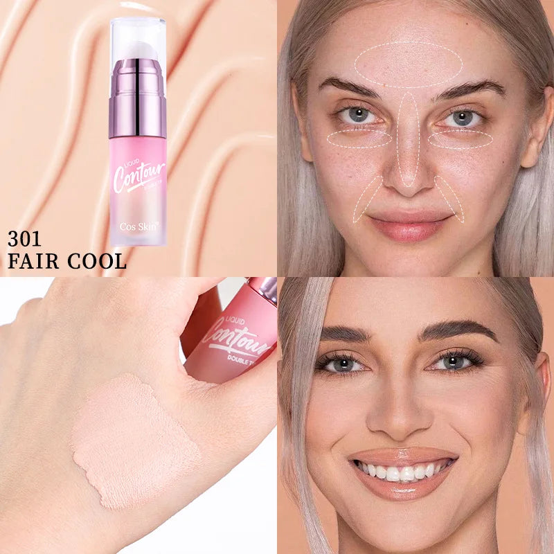 Double-head Matte Contour and Highlighter Liquid, Side Profile Illuminating and Contouring Liquid