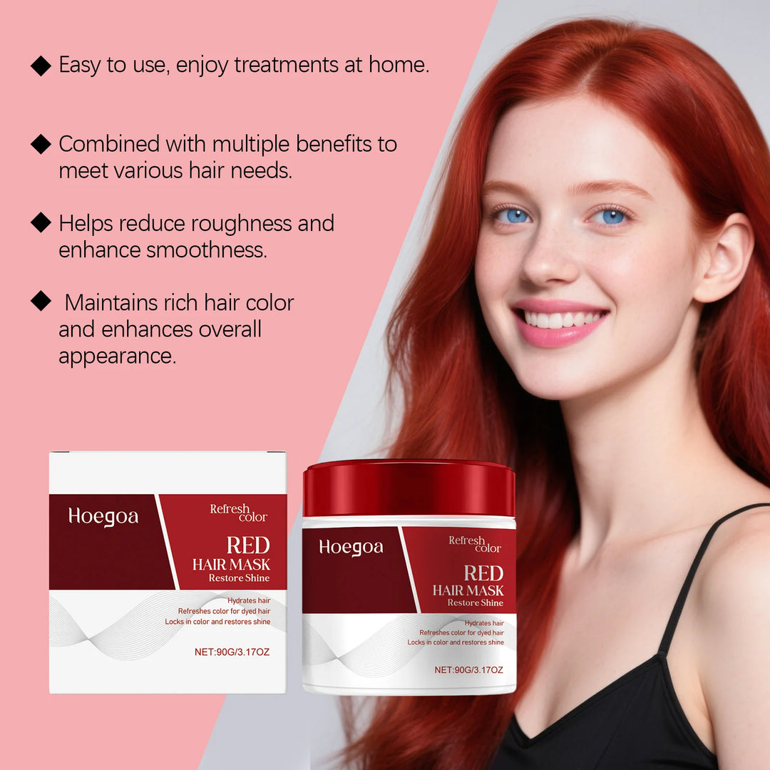 HOEGOA 90G Red Hair Mask, Hydrates And Moisturizes, Repairs Hair, Replenishes And Revitalizes Color, Locks And Protects Color