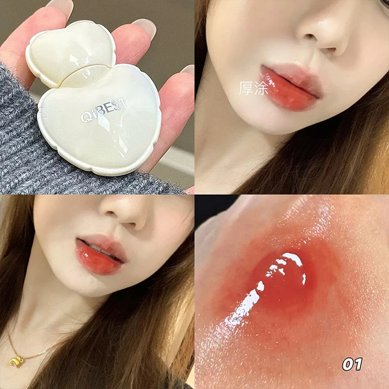 QIBEST Pink Lip Jelly Hydrating Lipstick Long Lasting Mirror Lips Gloss Lipstick Tender Student Korean Cosmetics Lip Glaze Stain