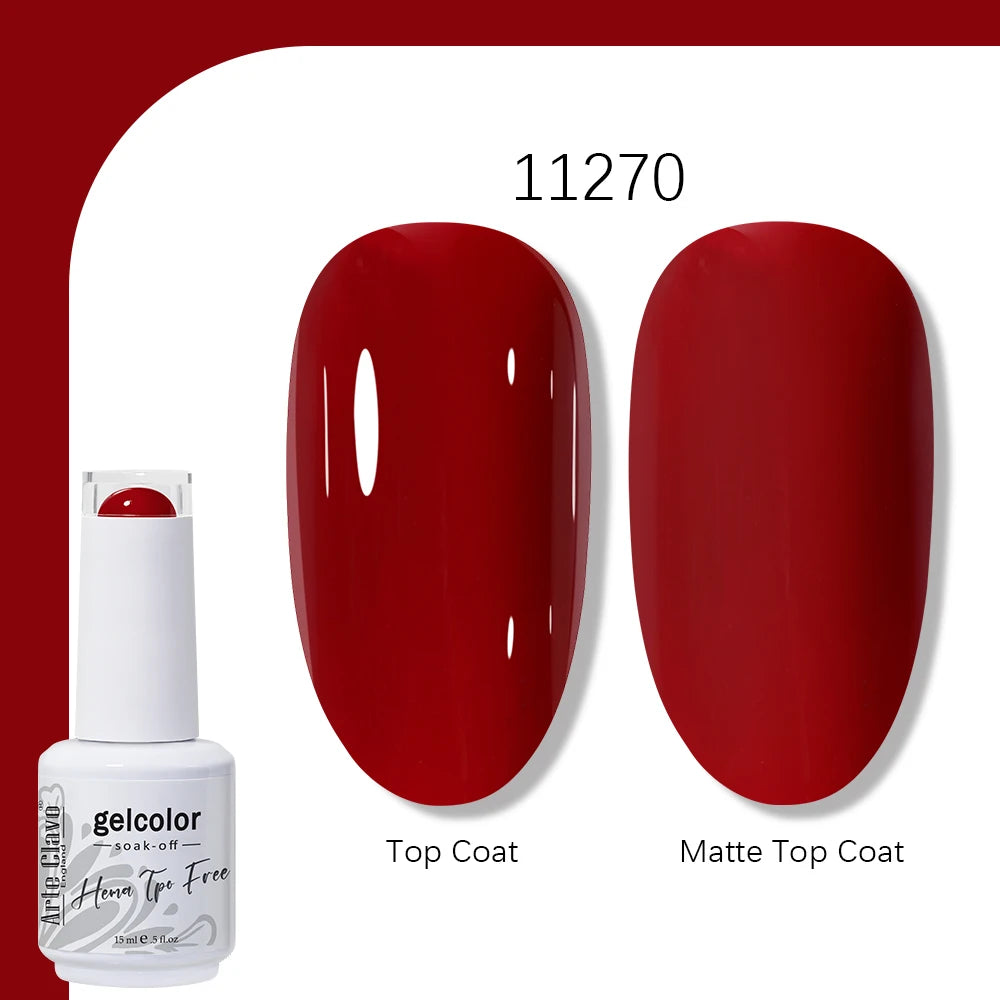 Arte Clavo Solid Color Gel Nail Polish 15ml Soak Off UV LED Gel Semi-Permanent Glitter Polish For Manicure Nail Art Salon Gel