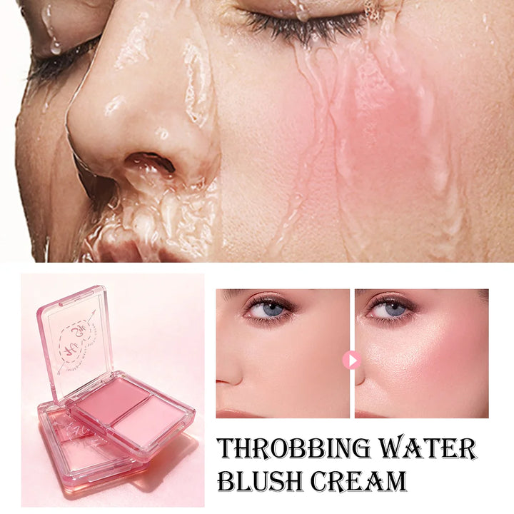 Dual Color Cream Blush & Highlighter Set, Buildable Pigment for Dewy Cheek & Face Glow