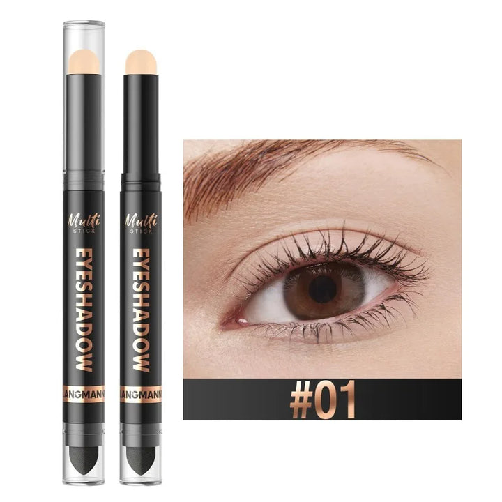 16 Colors Double Head Eyeshadow Stick Pearlescent Shimmer Brown High Waterproof Cream Eyes Shadow Pencil Long-Lasting Eye Makeup