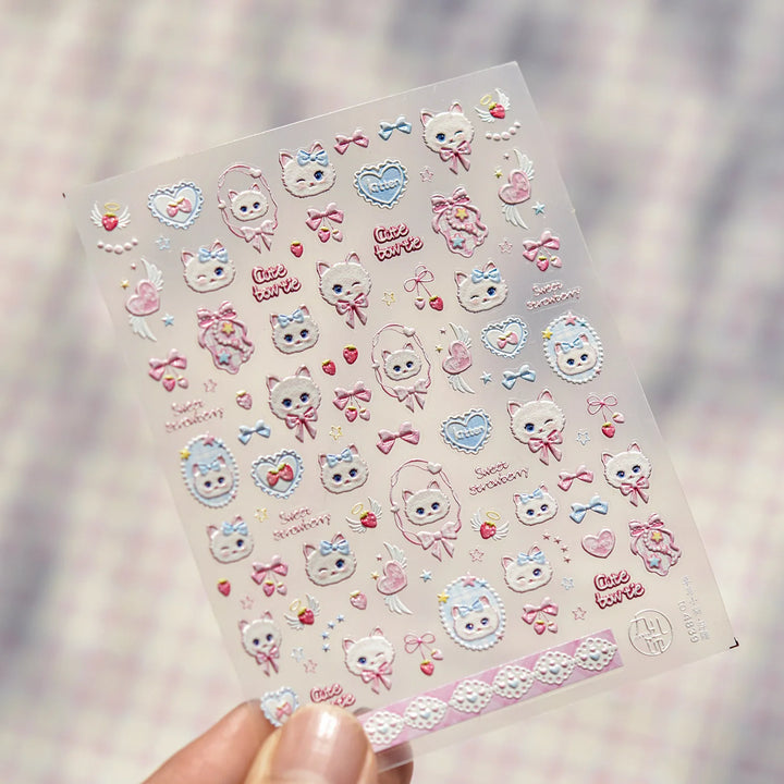 1PCS Crystal Diamond Nail Sticker Mix Pink Swan Flower Frame Butterfly Self Adhesive Nail Art Stickers DIY Cute Decoration Parts