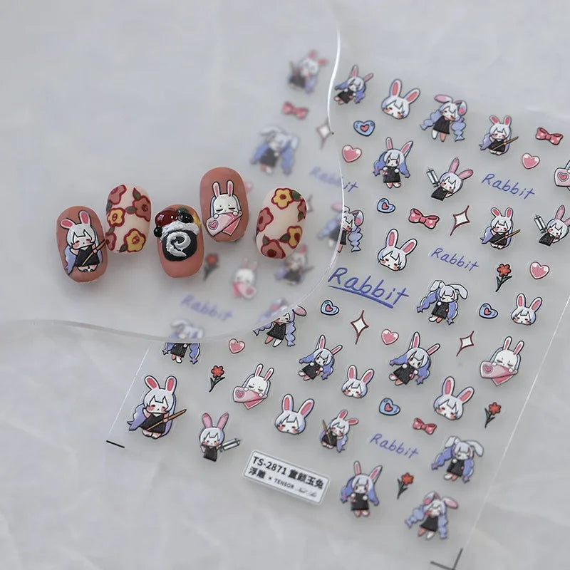 Disney Princess Cartoon 5D Nail Stickers Nail Art Decoration Frozen Snow White Nail Art Stickers Nail Supplies