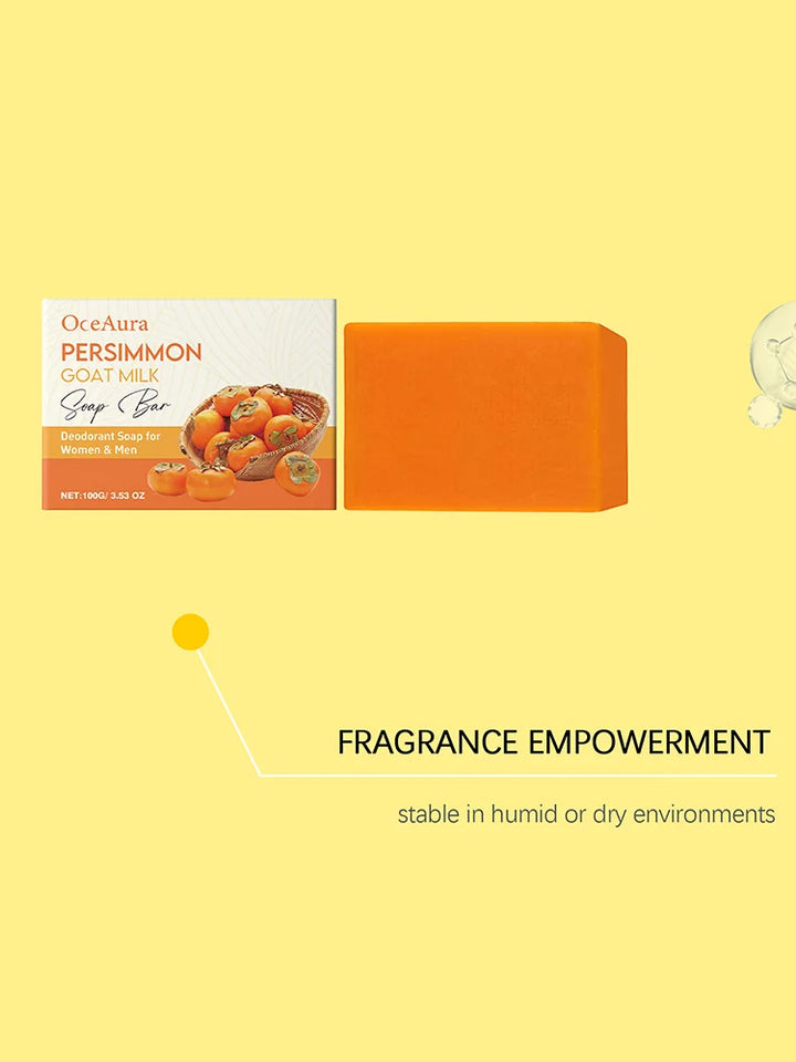 OceAura Persimmon & Goat Milk Nourishing Body Soap - Gentle Hydration, Deep Cleansing & Skin Revitalization