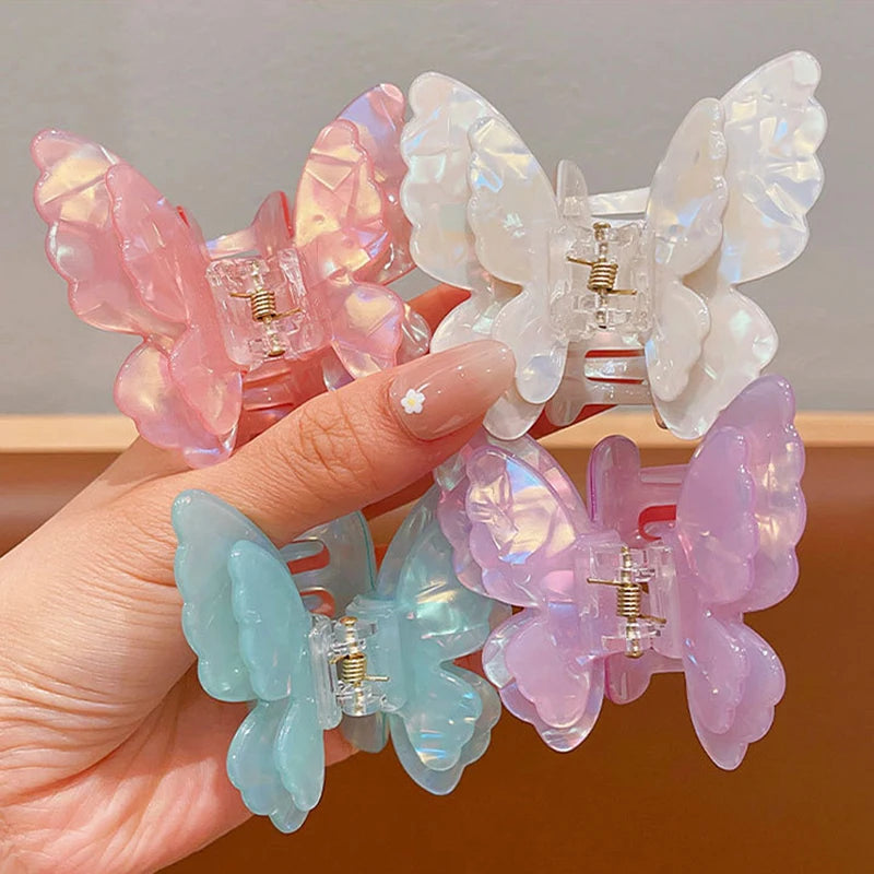 New Fairy Acetate Butterfly Claw Clip Female Elegant Colorful Bow Crab Shark Hair Clips Hairpins For Women Girl Hair Accessories