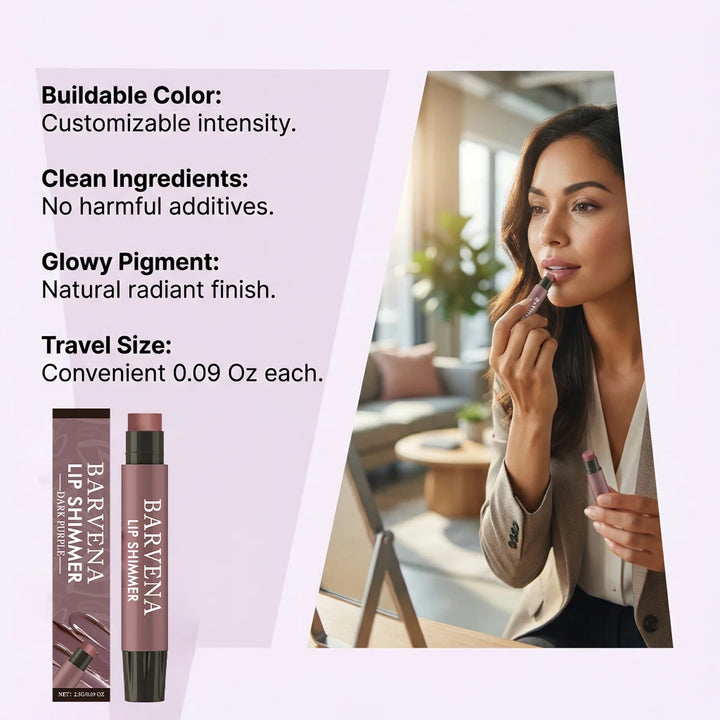 Lip Shimmer Dark Purple Tinted Lip Balm Stick Long Lasting Hydration with Natural Glowy Finish Moisturizing & Nourishing Makeup