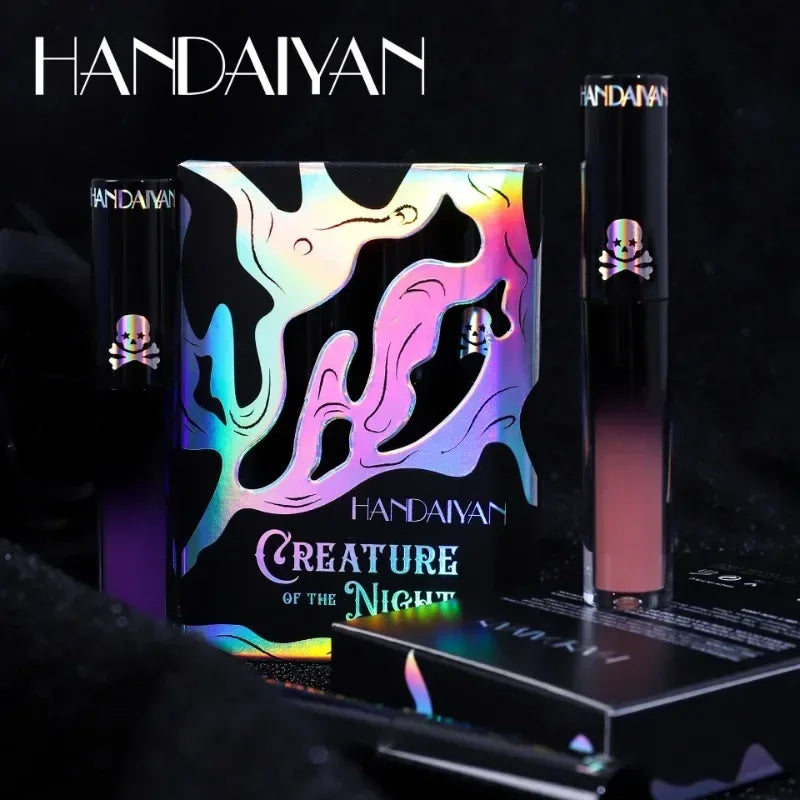 4pcs Matte Lipstick Set Waterproof Sexy Green Purple Black Lip Gloss Shiny Lip Tint Halloween Lip Makeup Tool Korean Cosmetics