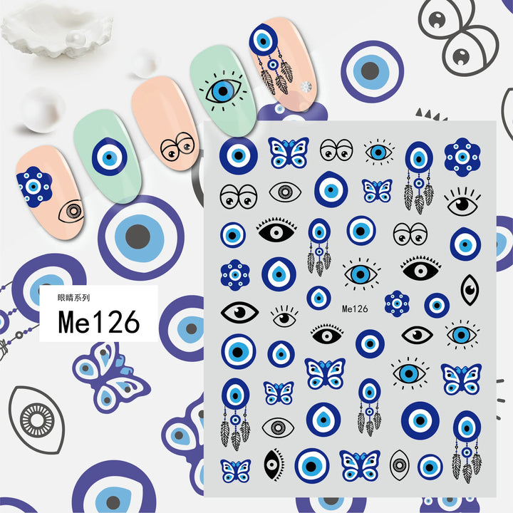 Nail Art Stickers Water Decals Eyes Stripe Nail Art Decorations for Manicure Accessories Press on Nails Foil Stickers and Decals