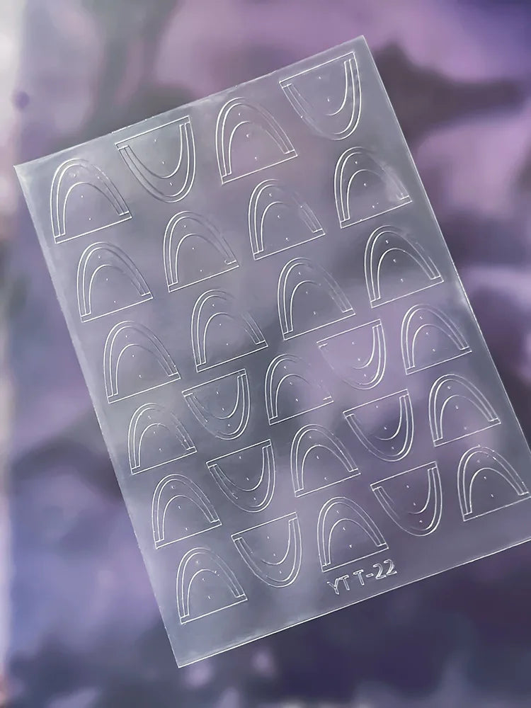 3D Checkered Transparent Spray-painted Nail Art Accessories Sticker French Line Heart-shaped Butterfly Nail Decorations Stickers