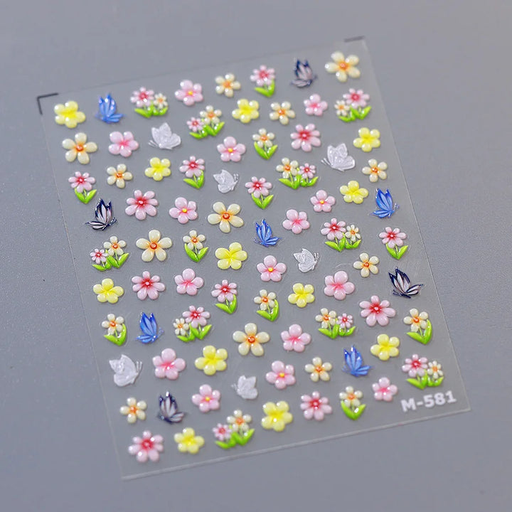 1pcs Dream Flower Window Shell Light Nail Art Stickers Japanese Flower Self Adhesive Stickers Press On Nails Decoration Decals