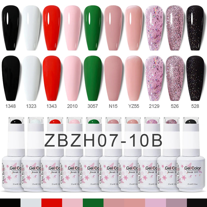 Clou Beaute 10/12/20/24pcs Gel Nail Polish Set Color 15ml White Glass Bottle Nail Art Kit Semi Permanent Gellack Nail Varnish