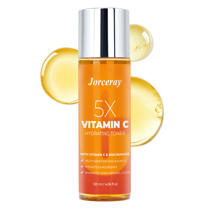 Vitamin C Toner 5X Hydrating Brightens Evens Skin Tone and Boosts Glow Non-Greasy 4.06 Fl Oz