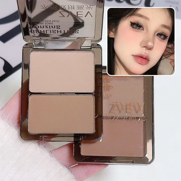 3D Bronzer Highlighter for Face Powder Texture Two-toned Contour Iluminador Natural Brighten Matte Nose Shadow Makeup Cosmetics