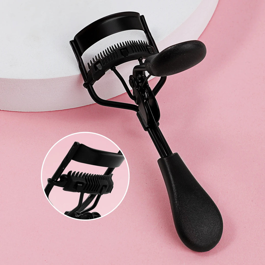 1 stainless steel eyelash curler with comb, lasting shaping big eyes, no harm to eyelashes, suitable for all eye types and eye e