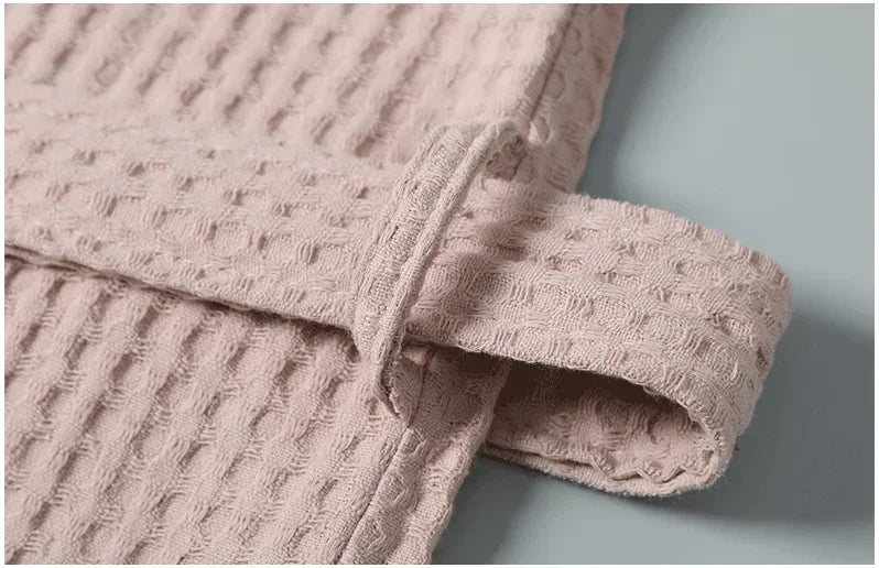 Cotton Terry Robe for Spring and Summer Thin Morning Robe Long Sleeve Waffle Bathrobe Hotel Beauty Bath Towel for Couples