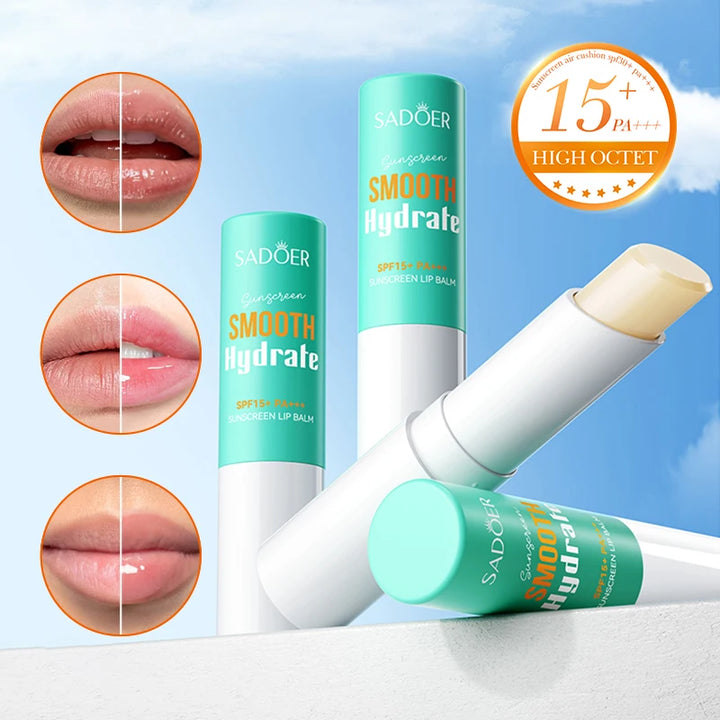Spf 15+ Lip Sunscreen Solar Blocker Lip Balm Moisturizing Fade Lip Lines Nourishing Hydrating Lipstick For Lips Skin Care