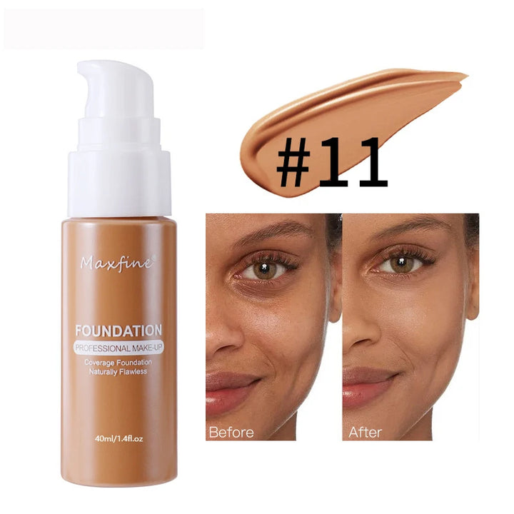 12 Shade Liquid Foundation with Long Lasting Oil Control Concealing Hydrating Lightweight Fine Texture and Non Cakey 1PCS